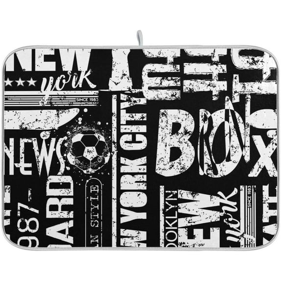 Street Art Dish Drying Mat for Kitchen Counter, Ultra Absorbent Reversible Microfiber Dishes Drying Rack Pad Heat-resistant Mats 16x18in
