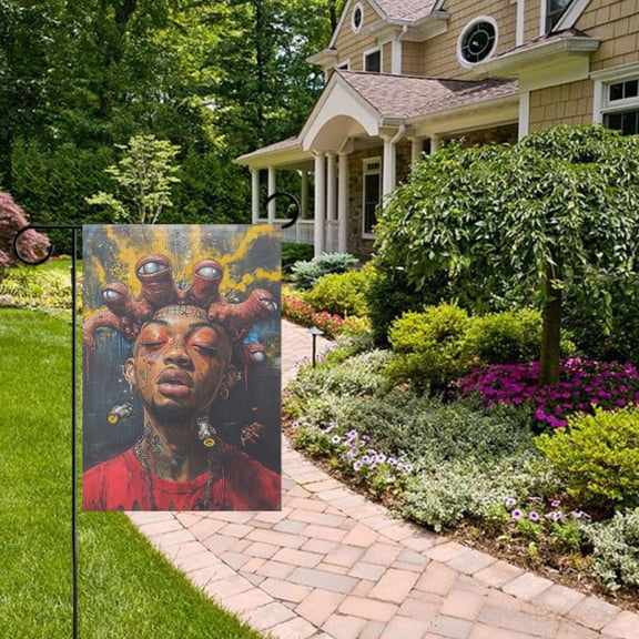 Street Art Style Garden Flag 28x40 inch Double Sided Outside Yard Decorations for Home Outdoor