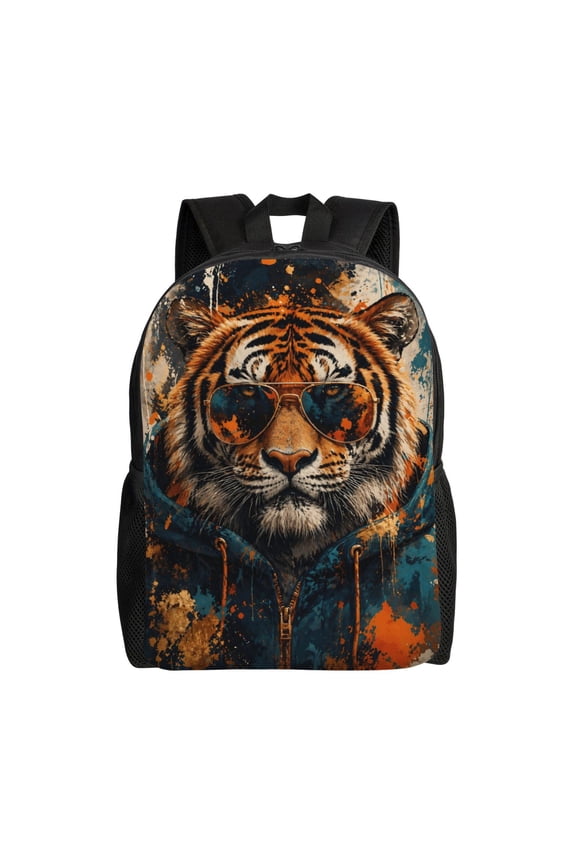 Street Art Tiger Backpack Full Front Print Travel Laptop Bag for Men and Women