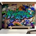 thumbnail image 1 of Street Art Wallpaper Wall Mural - Graffiti In Blue, 1 of 4
