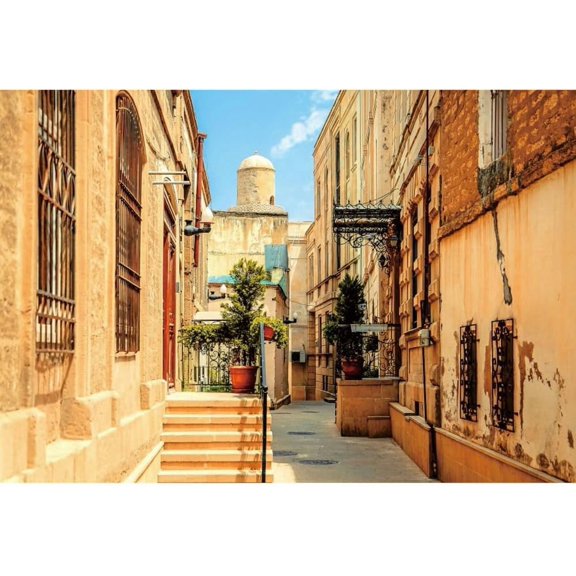 Street Backdrop Village Twon Buildings Photography Backdrop Narrow Party 3.3ft x 5ft