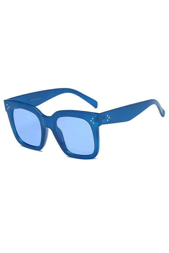 Bright Blue Square Sunglasses - Bold Frame UV400 Protection Shades for Casual Outdoor Activities