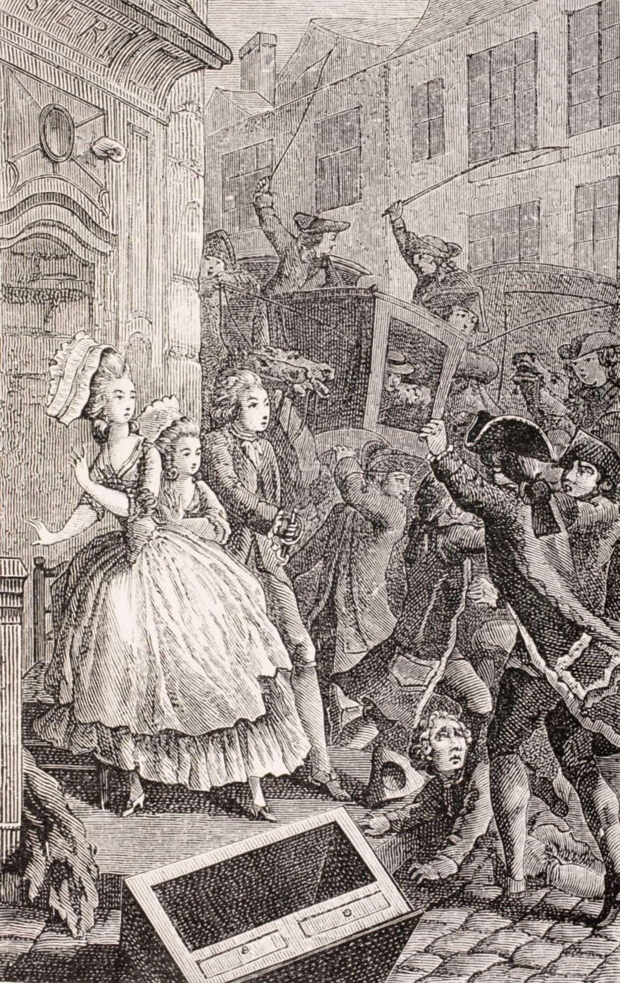 A Street Brawl In Paris In The 18Th Century From Xviii Siecle Institutions Usages Et Costumes Published Paris 1875 Canvas Art - Ken Welsh Design Pics (11 x 18)