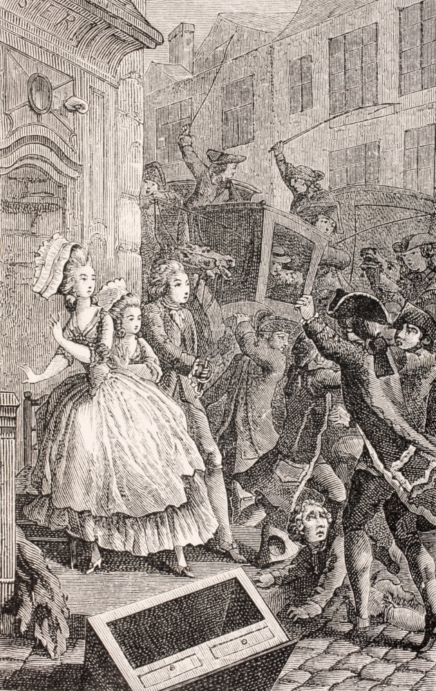 A Street Brawl In Paris In The 18Th Century From Xviii Siecle Institutions Usages Et Costumes Published Paris 1875 Canvas Art - Ken Welsh Design Pics (22 x 36)