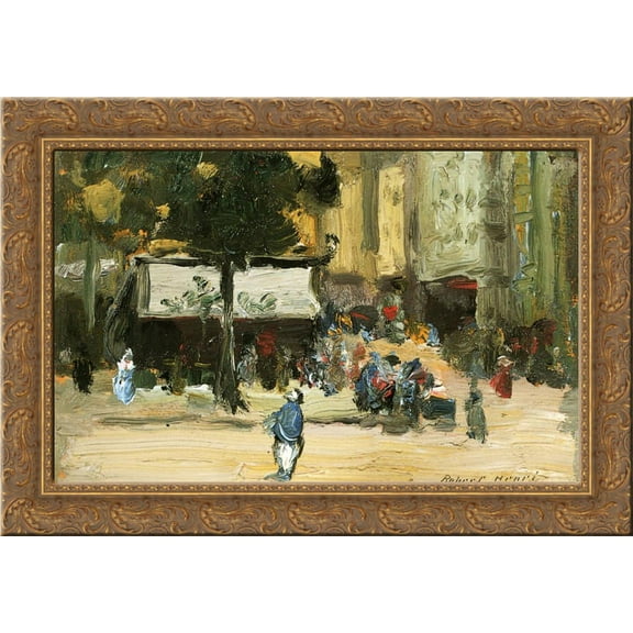 Street Corner in Paris 24x18 Gold Ornate Wood Framed Canvas Art by Robert Henri