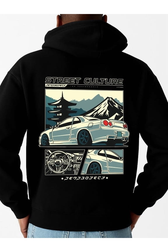 Street Culture Car sweatshirt men's long sleeve black Winter wear, vintage style, comfortable fit, patterned sweatshirt, streetwear lovers graphic Unique Design Unisex Shirt Graphic tshirts