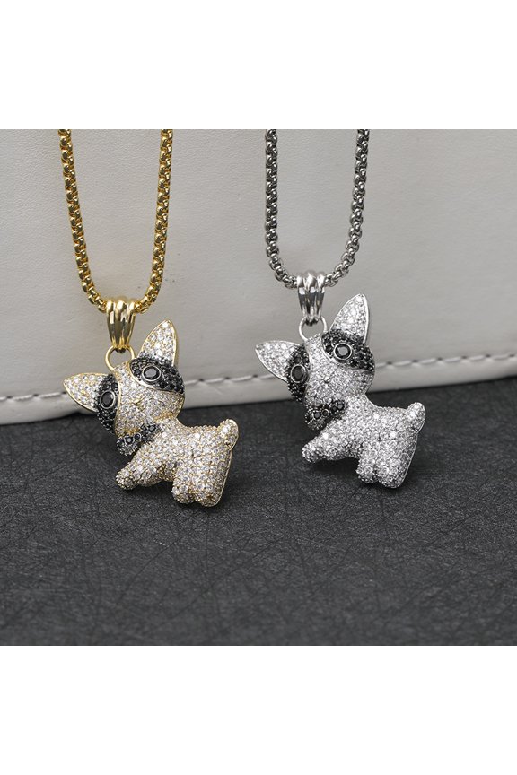 Street Cute Corgi Micro Inlaid Zircon Pendant
