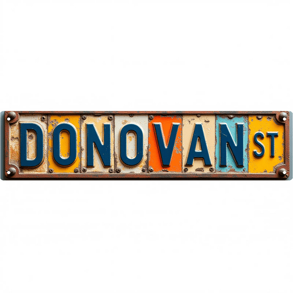 Street Decor 16*4 Inches "DONOVAN STREET" Bar Backyard Fence Colorful Letter Plaque