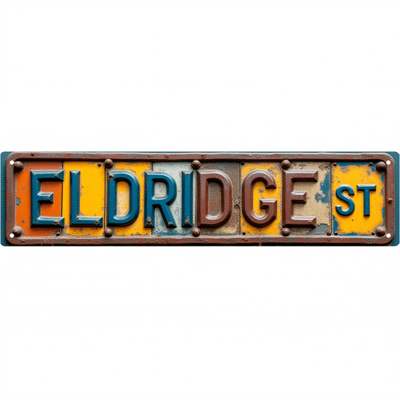 Street Decor 16*4 Inches "ELDRIDGE STREET" Living Room Bar Patio Colorful Letter Sign