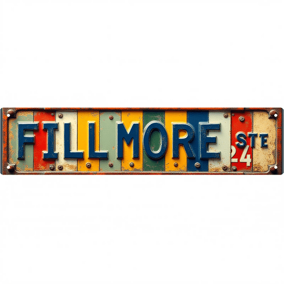 Street Decor 16*4 Inches "FILLMORE STREET" Living Room Bar Garage Colorful Letter Signage