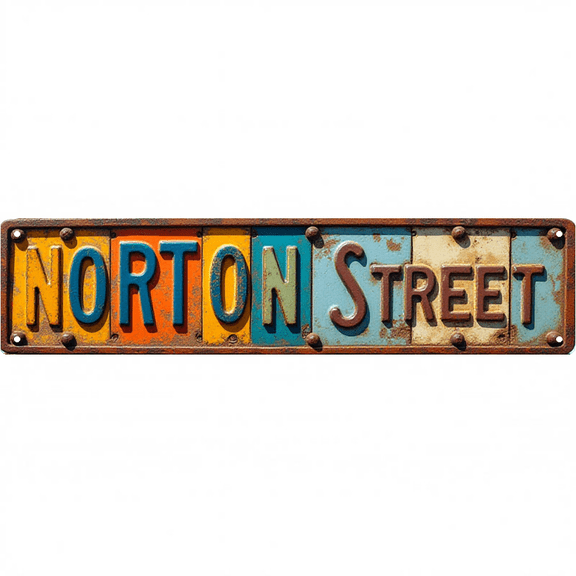 Street Decor 16*4 Inches "NORTON STREET" Garage Bar Backyard Colorful Letter Plaque