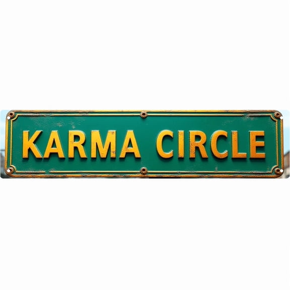 Street Decor 16*4 inches "KARMA CIRCLE" Vintage tin signs Funny Wall Art