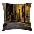 thumbnail image 1 of Street Decor Throw Pillow Cushion Cover, Old Ancient Empty Dark City Streets Avenues with Big Light and Homes Photo, Decorative Square Accent Pillow Case, 16 X 16 Inches, Multicolor, by Ambesonne, 1 of 2