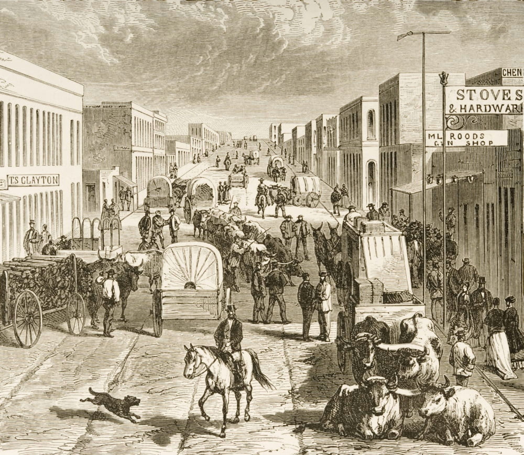 Street In Denver Colorado In 1870S From American Pictures Drawn With Pen And Pencil By Rev Samuel Manning Circa 1880 Canvas Art - Ken Welsh Design Pics (32 x 26)
