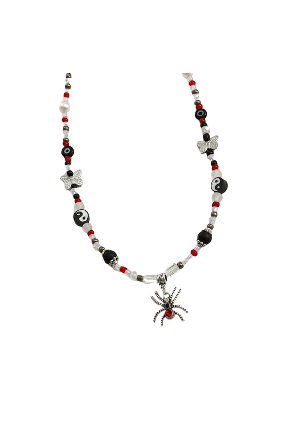 Street Diamonds Spiders Clavicle Chain Beaded Necklace Light Luxury Women Men Crystal Stone Necklace