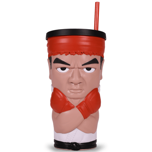 Street Figh.ter Ryu Grippr Tumbler Cup with Straw, 3D Novelty Drink Cup, Movie Inspired Beverage Tumbler for Home Desk Party Street Games Lovers Collector Gift