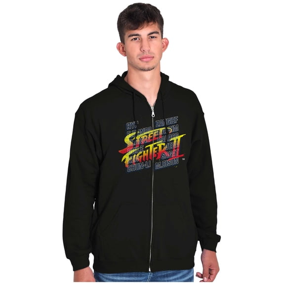 Street Fighter 2 Logo Video Gamer Unisex Plus Size Zip Hoodie Brisco Brands 2X