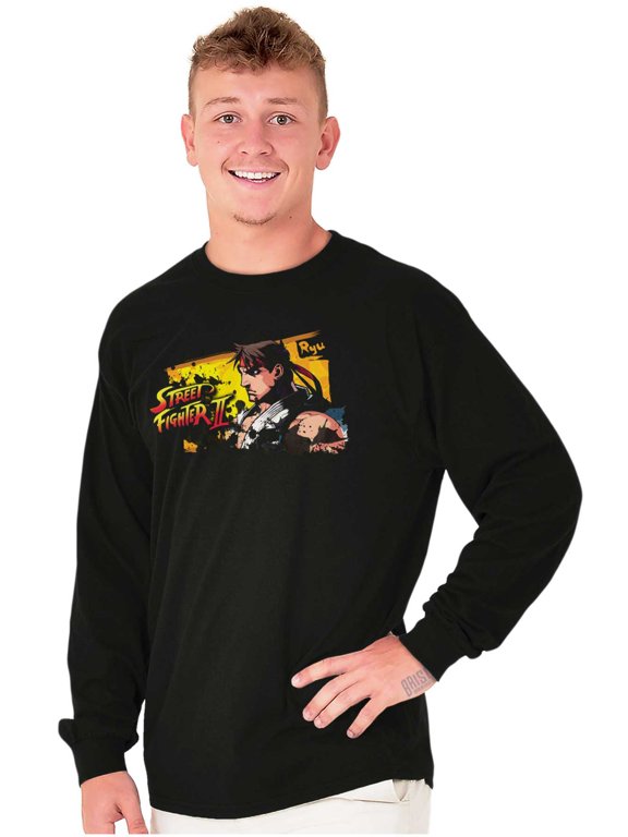 Street Fighter 2 Ryu Paint Drip Long Sleeve TShirt Men Women Brisco Brands M