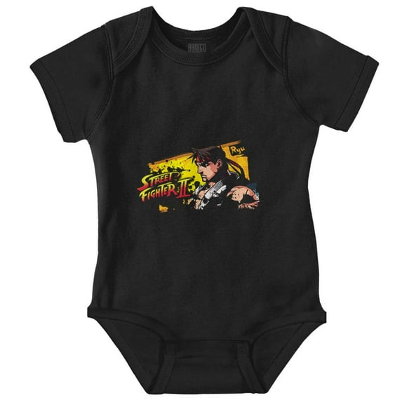 Street Fighter 2 Ryu Paint Drip Romper Boys or Girls Infant Baby Brisco Brands NB