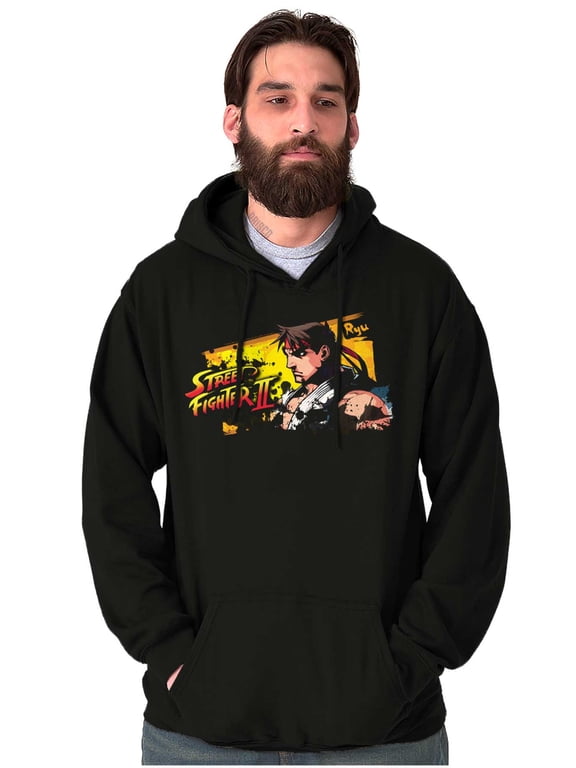 Street Fighter 2 Ryu Paint Drip Unisex Plus Fleece Graphic Hoodie Brisco Brands 3X