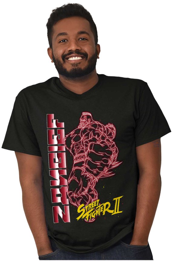 2 Zangief Neon Sign Crew Neck Short Sleeve Graphic Tee Brisco Brands X