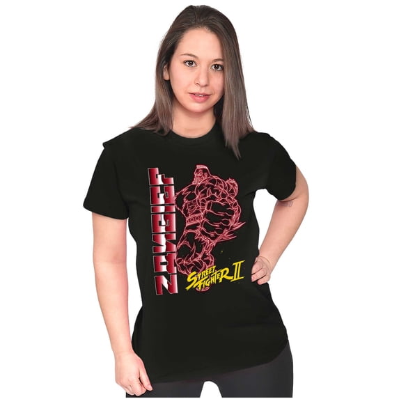Street Fighter 2 Zangief Neon Sign Womens Slim Fit Graphic Tee Brisco Brands X