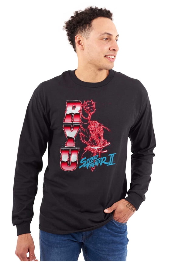 Street Fighter 90s Arcade Gamer Ryu Long Sleeve TShirt Men Women Brisco Brands S