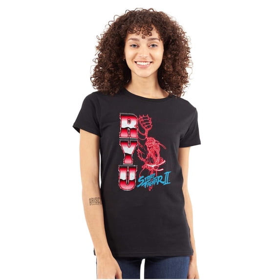 Street Fighter 90s Arcade Gamer Ryu Women's T Shirt Ladies Tee Brisco Brands M