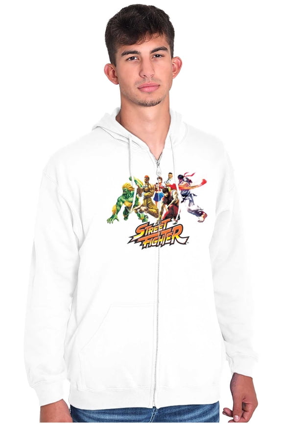 Street Fighter 90s Retro Arcade Gamer Zip Up Hoodie Men's Women's Brisco Brands M