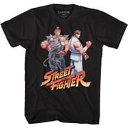 Street Fighter AKU RYU LOGO-Front Print-Black Adult Short Sleeves T-Shirt 4XL