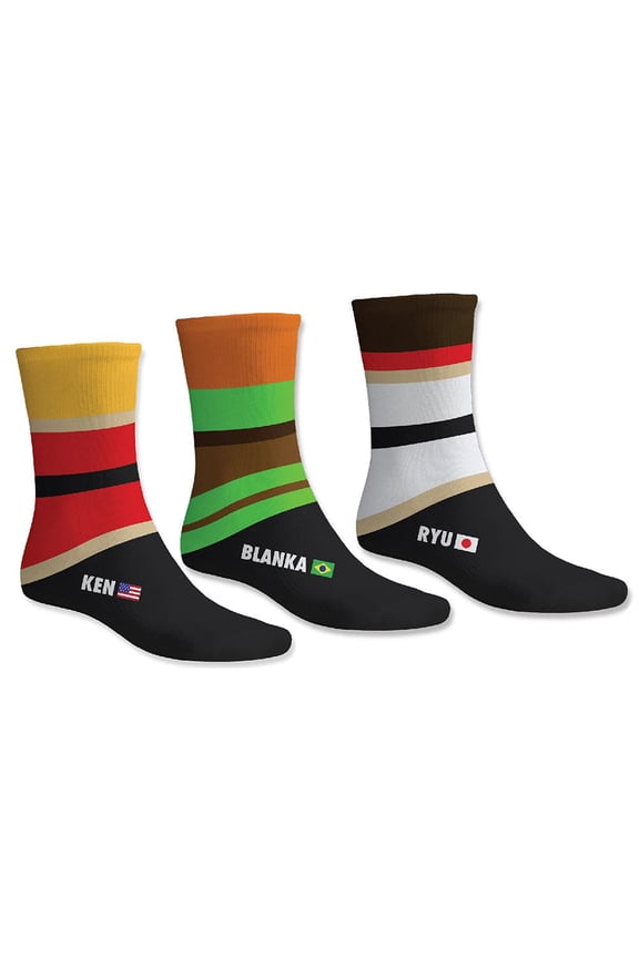 StreetFighterAdult Socks 3-Pack (Ken/Blanka/Ryu)