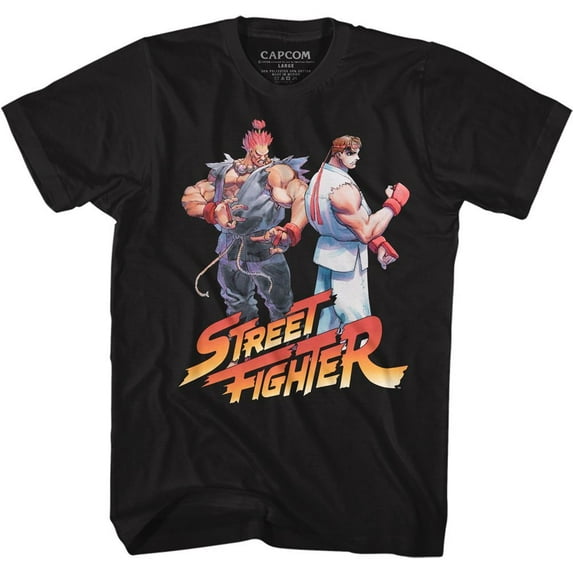 Street Fighter Aku Ryu Logo Black Adult T-Shirt 4Xlt