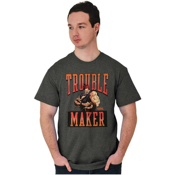Street Fighter Akuma Trouble Maker Men's Graphic T Shirt Tees Brisco Brands 2X