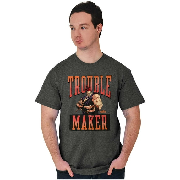 Street Fighter Akuma Trouble Maker Men's Graphic T Shirt Tees Brisco Brands S