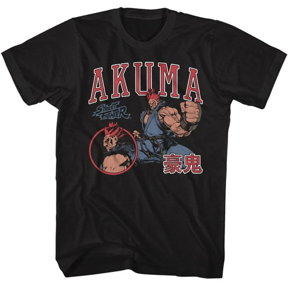 Street Fighter Akuma Varsity Black Adult T-Shirt Xl