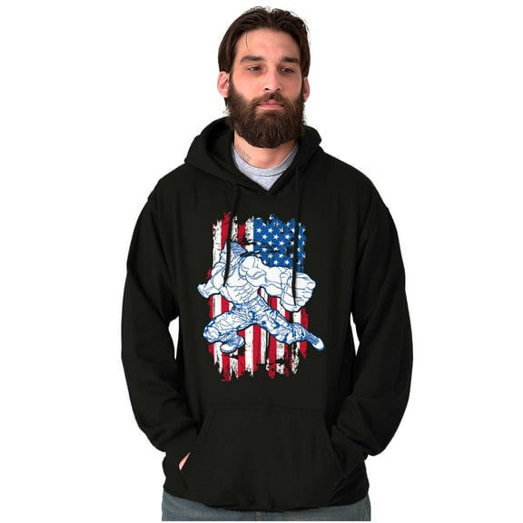 Street Fighter America Flag USA Guile Unisex Plus Fleece Graphic Hoodie Brisco Brands 2X