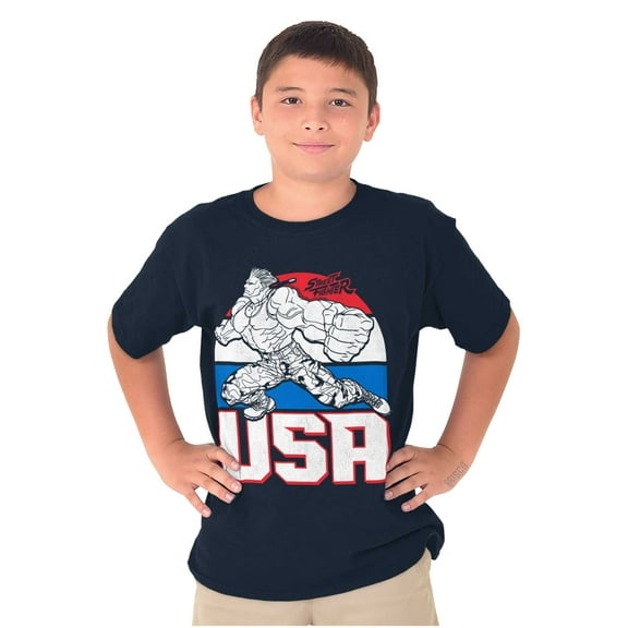 Street Fighter American Guile USA Boys Kids T Shirt Tees Tops Teen Brisco Brands S