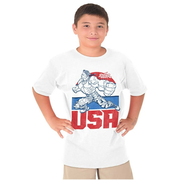 Street Fighter American Guile USA Boys Kids T Shirt Tees Tops Teen Brisco Brands S