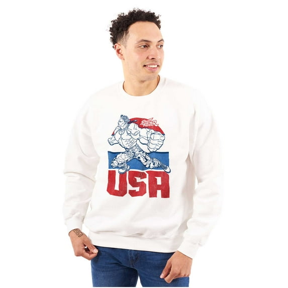 Street Fighter American Guile USA Men Big & Tall Sweatshirt Brisco Brands 5X