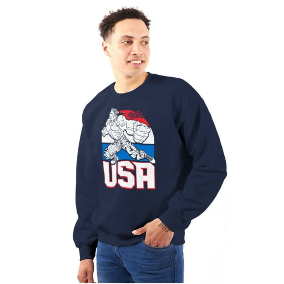 Street Fighter American Guile USA Men Big & Tall Sweatshirt Brisco Brands 5X