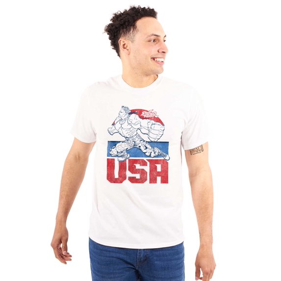 Street Fighter American Guile USA Men's Graphic T Shirt Tees Brisco Brands S