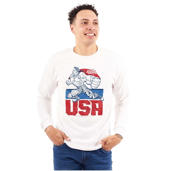 Street Fighter American Guile USA Men's Long Sleeve Tee T Shirt Brisco Brands L