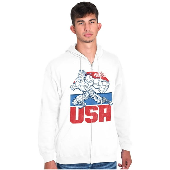 Street Fighter American Guile USA Zip Hoodie Sweatshirt Men Brisco Brands M