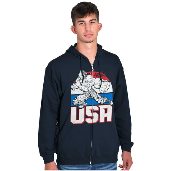 Street Fighter American Guile USA Zip Hoodie Sweatshirt Men Brisco Brands M