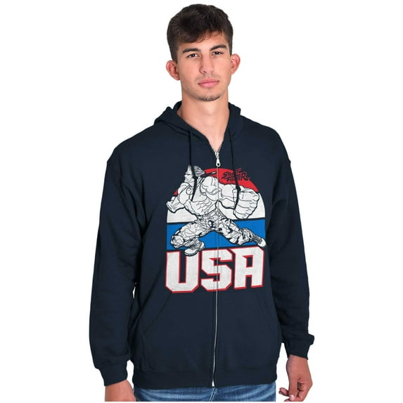 Street Fighter American Guile USA Zip Hoodie Sweatshirt Men Brisco Brands X