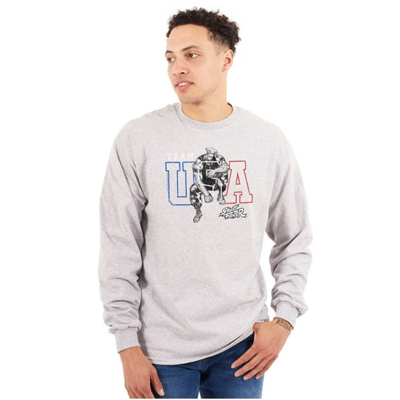 Street Fighter Americana Video Game Unisex Plus Size Long Sleeve Shirt Brisco Brands 3X