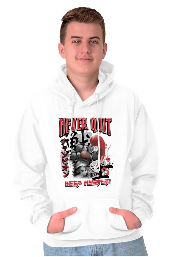 Street Fighter Balrog Never Quit Hoodie Hooded Sweatshirt Men Brisco Brands X