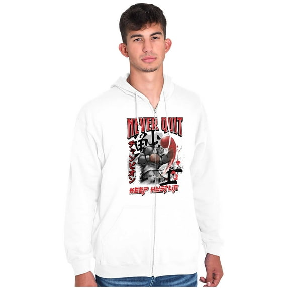 Street Fighter Balrog Never Quit Zip Hoodie Sweatshirt Men Brisco Brands S