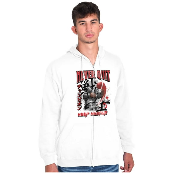 Street Fighter Balrog Never Quit Zip Hoodie Sweatshirt Men Brisco Brands S