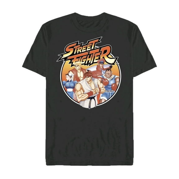 Street Fighter Men's Short-Sleeve Graphic T-Shirt (Black, Small, S)